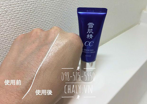 Kem trang điểm Kose Sekkisei White CC Cream để lại tông hơi bóng sáng