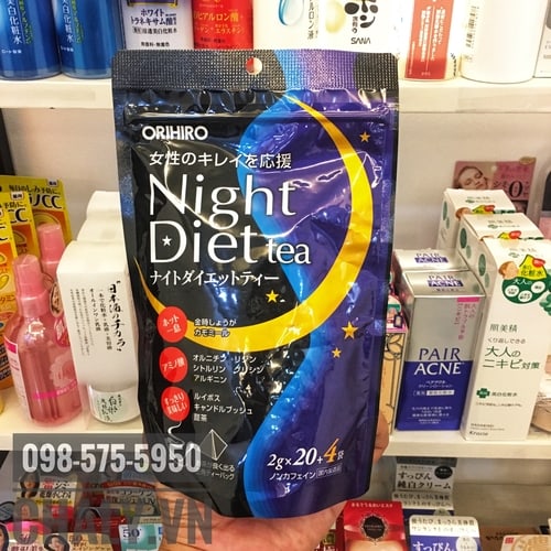 Trà Orihiro Night Diet Tea không chỉ giảm cân hiệu quả mà thành phần hoàn toàn không caffein nên không hại sức khoẻ khi dùng ban đêm