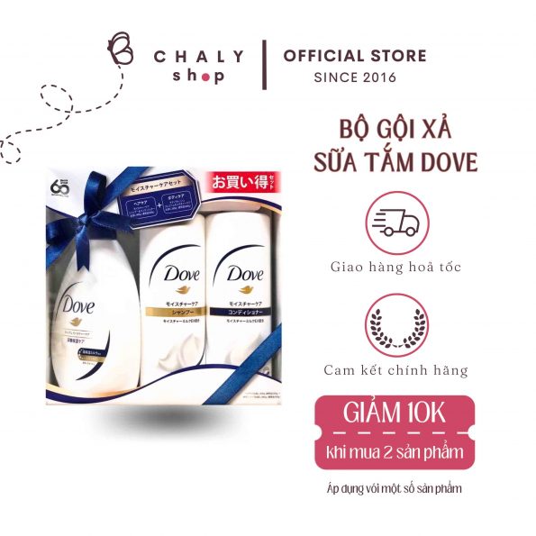 Bộ dầu gội, dầu xả, sữa tắm Dove Nhật Bản