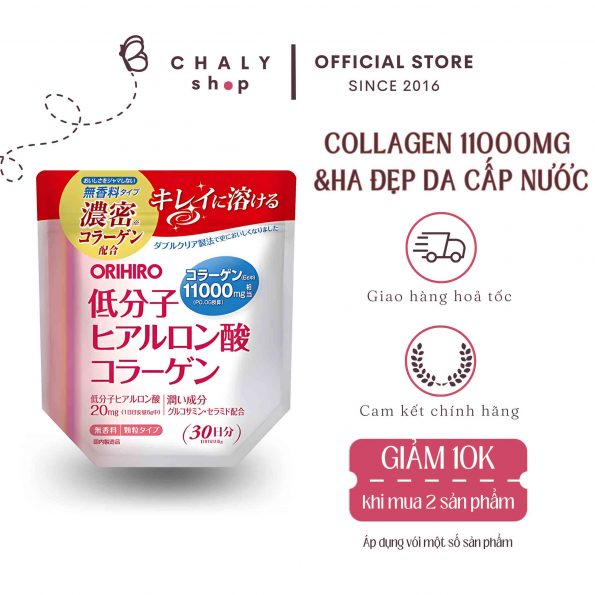 Bột Collagen Hyaluronic Acid Orihiro 11000mg Nhật Bản