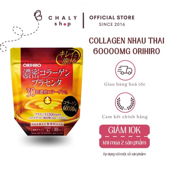 Bột collagen placenta nhau thai 60000mg Orihiro Nhật Bản