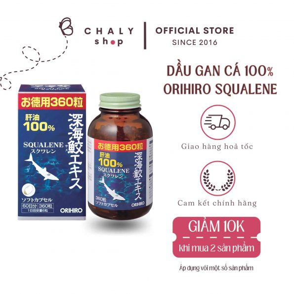 Dầu gan cá mập nguyên chất 100% Squalene Orihiro 360 viên của Nhật