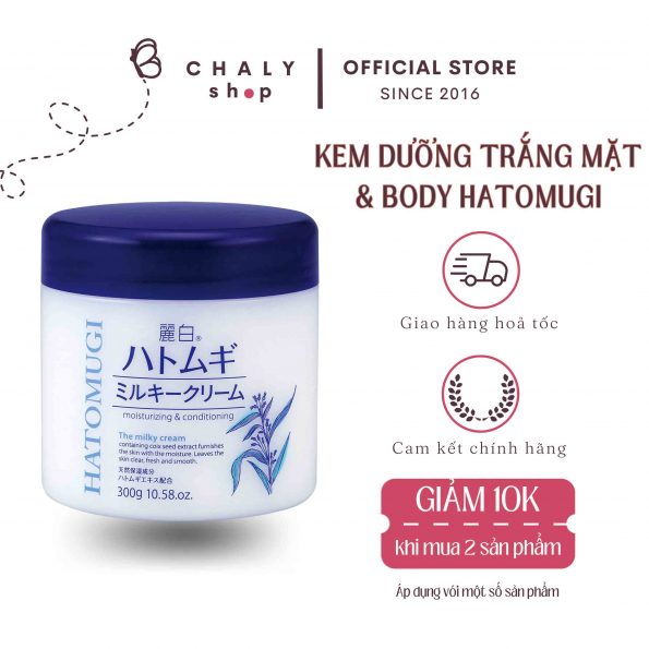 Kem dưỡng trắng da ý dĩ Hatomugi Moisturizing & Conditioning The Milky Nhật Bản