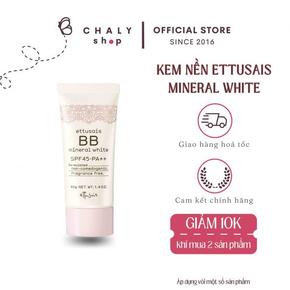 Kem trang điểm Ettusais BB Mineral Cream White 40g Nhật mẫu mới