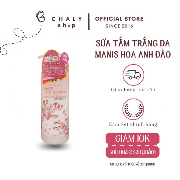 Sữa tắm trắng da Manis White Body Moisture Shampoo hoa anh đào Nhật