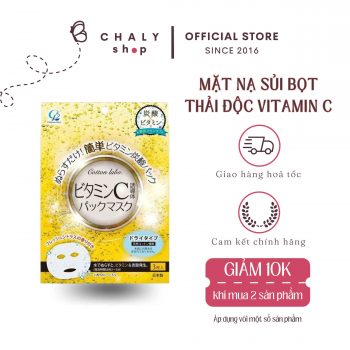 Mặt nạ sủi bọt thải độc trắng da Vitamin C Cotton Laboratory Nhật