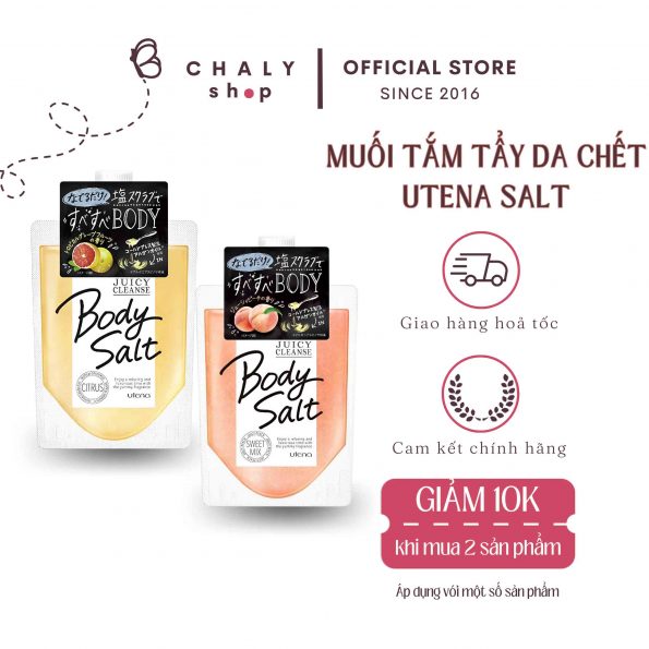 Muối tắm tẩy tế bào chết Utena Body Salt Juicy Cleanse Nhật Bản