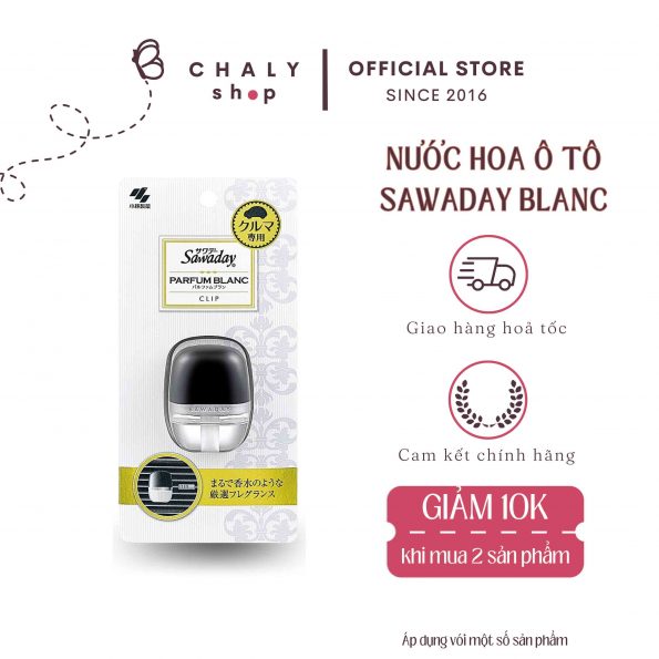 Nước hoa ô tô cao cấp Sawaday Parfum Blanc Nhật Bản