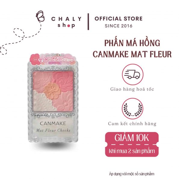 Phấn má hồng Canmake Mat Fleur Cheeks số 01 Apricot Nhật Bản