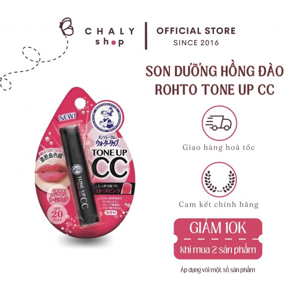 Son dưỡng môi Tone Up CC Water Lip Rohto Mentholatum Rose Pink Nhật