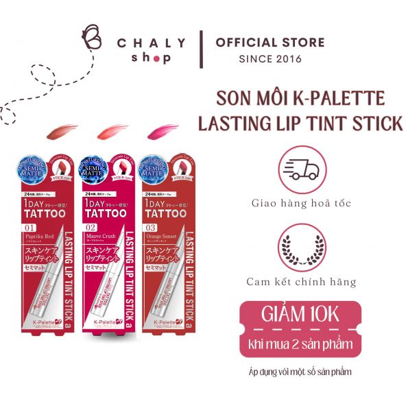 Son môi K-Palette Lasting Lip Tint Stick a Nhật Bản Son môi K-Palette Lasting Lip Tint Stick a Nhật Bản