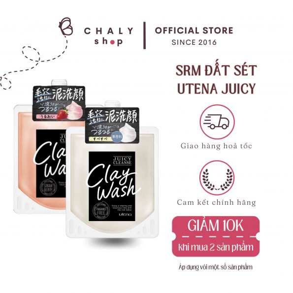 Sữa rửa mặt đất sét Nhật Utena Juicy Cleanse Clay Wash