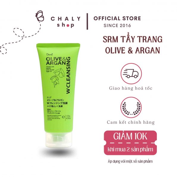 Sữa rửa mặt tẩy trang Kumano Deve Olive & Argan W Cleansing 130g Nhật Bản