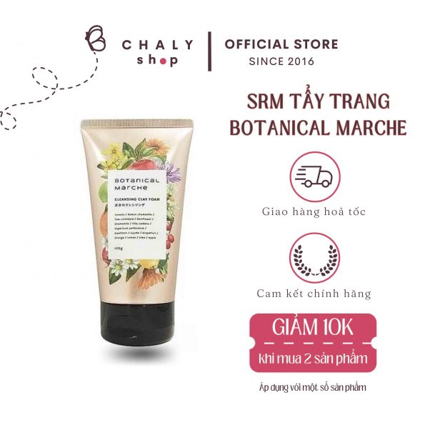 Sữa rửa mặt tẩy trang trị mụn đầu đen Botanical Marche Cleansing Clay Foam