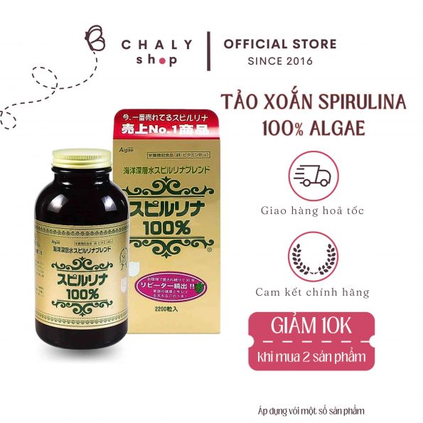 Tảo xoắn Spirulina Algae Nhật Bản hộp 2200 viên mác đỏ