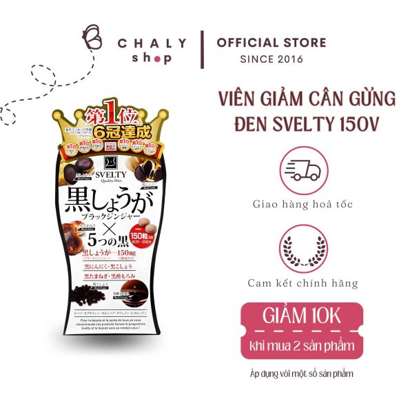 Thuốc giảm cân Svelty Quality Diet gừng đen của Nhật 150 viên