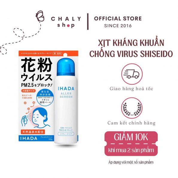 Xịt kháng khuẩn Shiseido Ihada chống virus, phấn hoa và bụi mịn PM 2.5 Nhật
