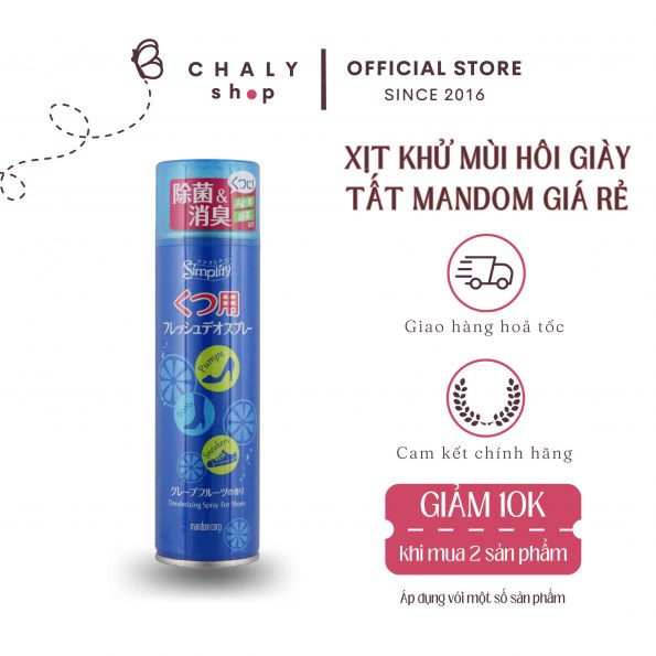 Chai xịt khử mùi hôi giày dép Nhật giá rẻ Mandom Simplity Deodorant Shoe Spray