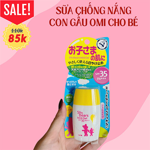 Kem chống nắng lành tính cho trẻ em Omi Brotherhood Menturm Sun Bears Mild Gel SPF35 PA+++ 30g Nhật