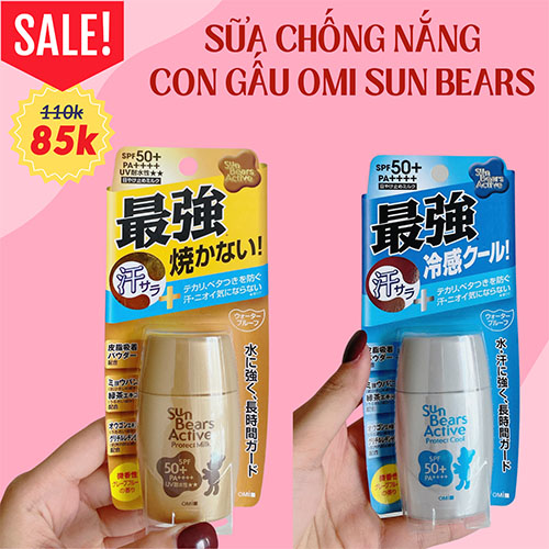 Kem chống nắng Sun Bears Omi không cồn SPF50+ của Nhật