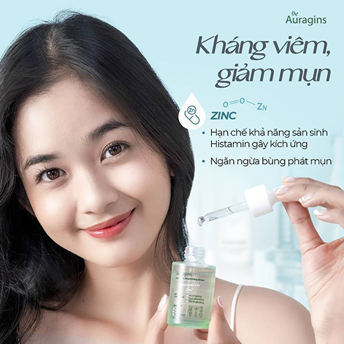 Tinh chất cho da dầu mụn The Auragins 10% Niacinamide + 1% Zinc Acne Clear Brightening Serum 30ml Hàn Quốc