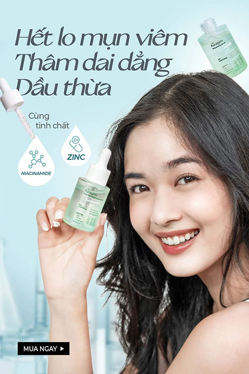 Tinh chất cho da dầu mụn The Auragins 10% Niacinamide + 1% Zinc Acne Clear Brightening Serum 30ml Hàn Quốc