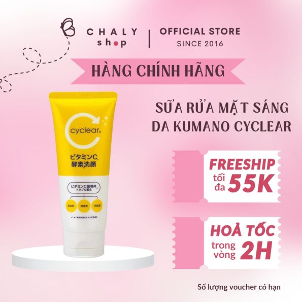 Sữa rửa mặt Kumano Cyclear Vitamin C Enzyeme Facial Foam 130g